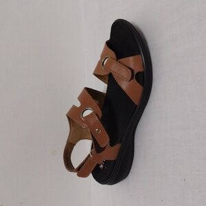 Revere Sydney Tan Leather 3-Strap Sandals Women`s US 6 Comfort Orthotic Friendly